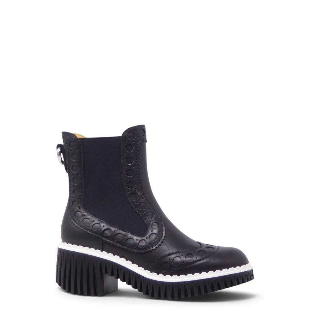 4CCCCEES Plita Cillo Women Lugged Sole Ankle Boot Black Brogue Platform 39 / 8.5